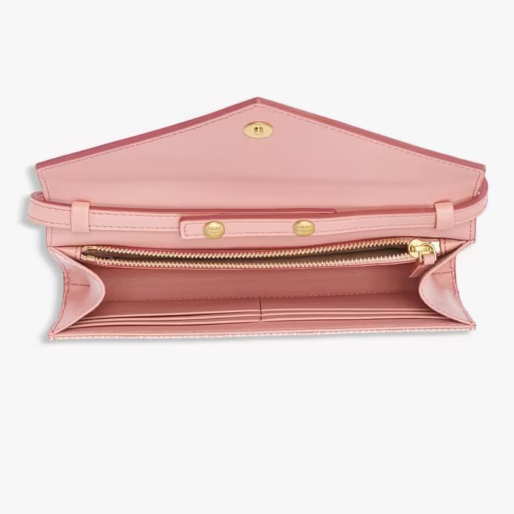 MCM Lauretos Monogram Himmel Crossbody Clutch Wallet Silver Pink Full Inc NWT - Picture 2 of 5